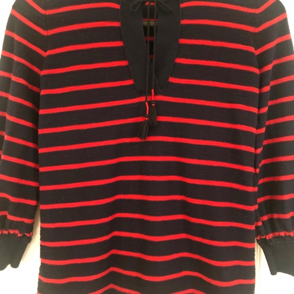 Classic, timeless Ann Taylor navy + red sweater. - Picture 3 of 5